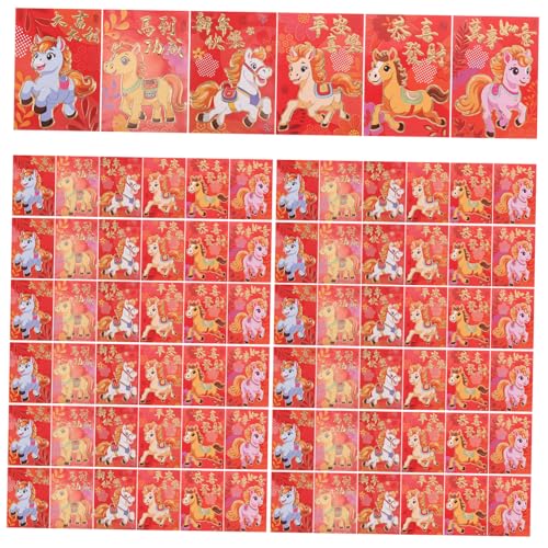 Lot de 300 enveloppes rouges du Nouvel An Chinois 2026 de l'Année du Cheval