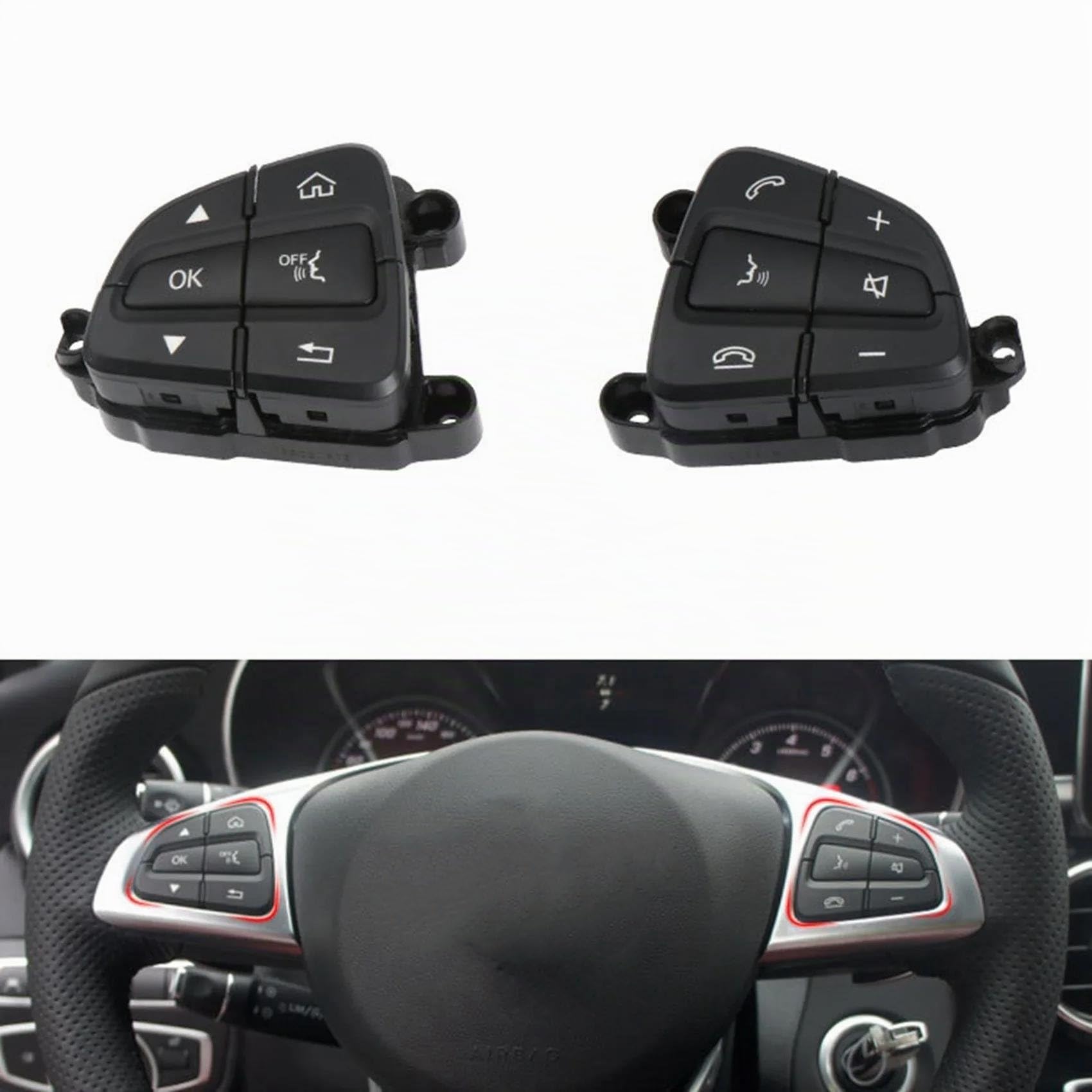 Botones De Control del Interruptor del Volante del Coche para Mercedes para Benz Clase C GLC W205 W253 Funda Volante