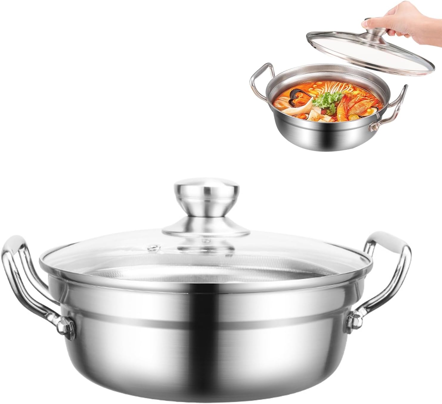 Stainless Steel Non Stick Sauté Pan with Lid, Induction Deep Frying Pan, Braiser,Jumbo Cooker, Even Heating and Oven Safe,11.8IN with Lid