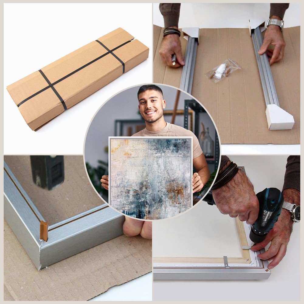 Bildershop-24 Cornice per giunti ombreggiati Lamia, 100 x 120 cm, foglio d'oro, Kit di autoassemblaggio fai da te