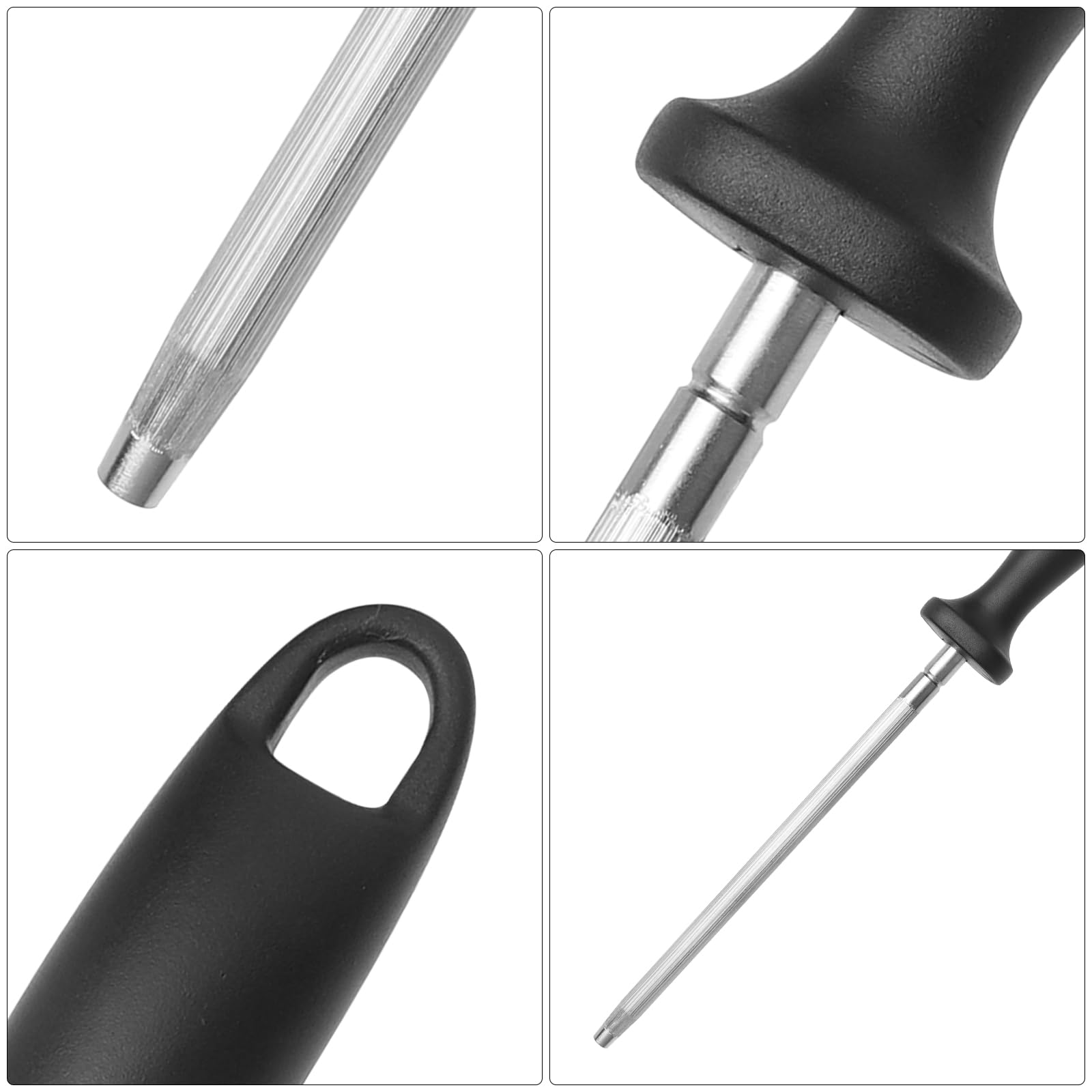 HENGBIRD affilacoltelli acciaino professionale Acciaio professionale al carbonio da 8 pollici con fori a uncino, utilizzato per la manutenzione quotidiana dei coltelli da cucina affila coltelli