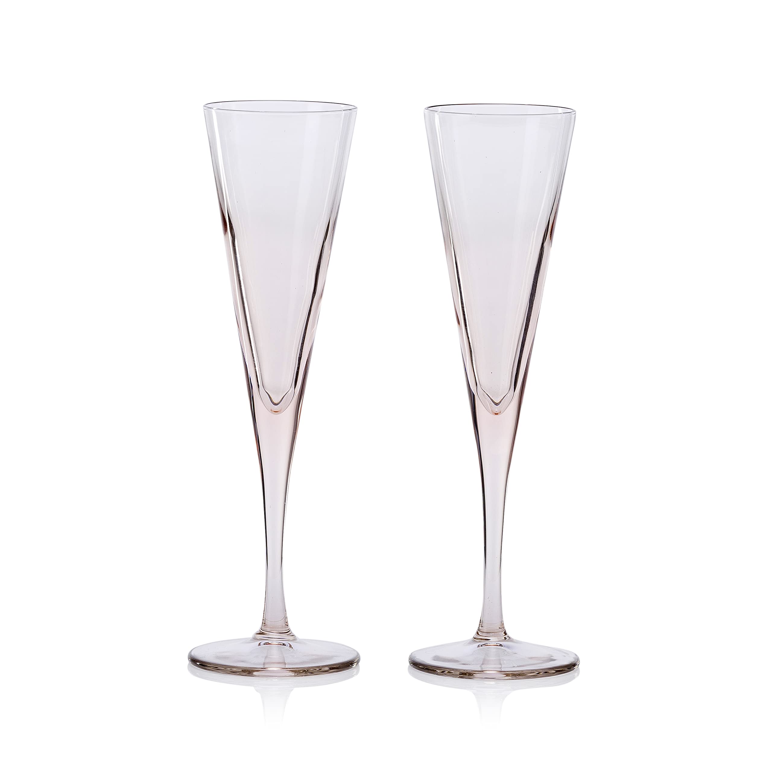 PasabahceV-Line Champagne Glass from House of Pasabahce The Original Pasabahce from Turkey, Pink Transparent V-Line Champagne Glasses, 150 ml in Set of 2 Pcs, Perfect fit for Wine/Champagne.