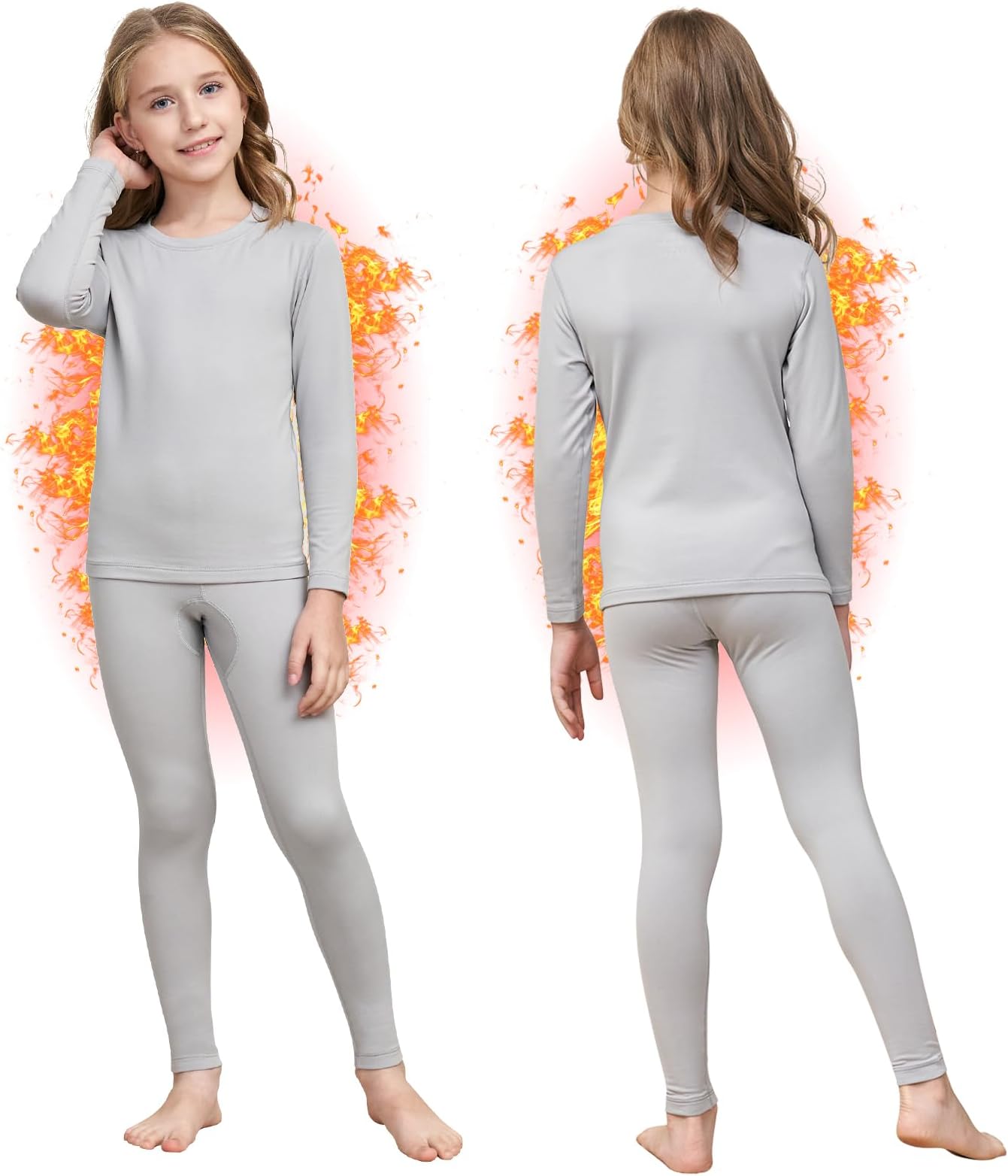 Girls Thermal Underwear Set Ultra Soft Fleece Lined Kids Long Johns Top Bottom Thermals Kids Base Layer Winter Warm