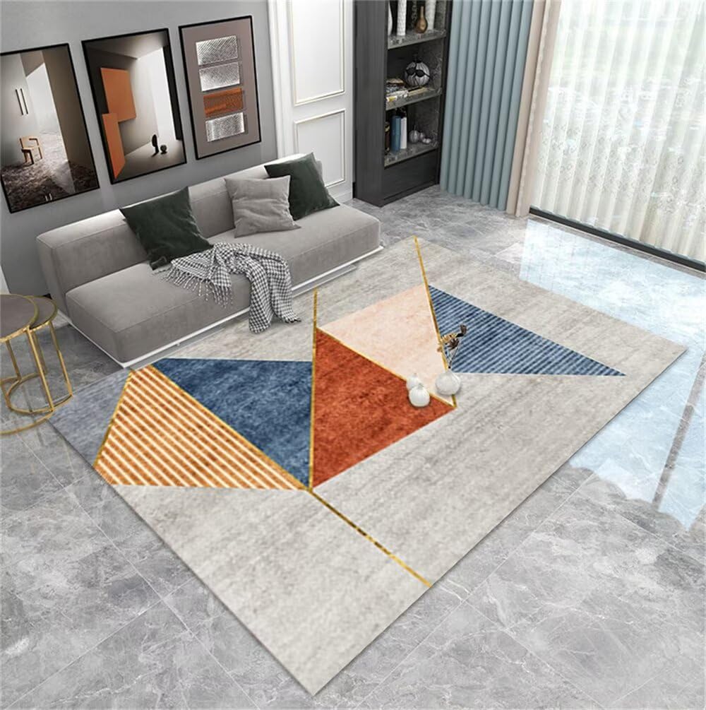 Tapis de sol enfant et chambre adulte grand format bleu gris moderne
