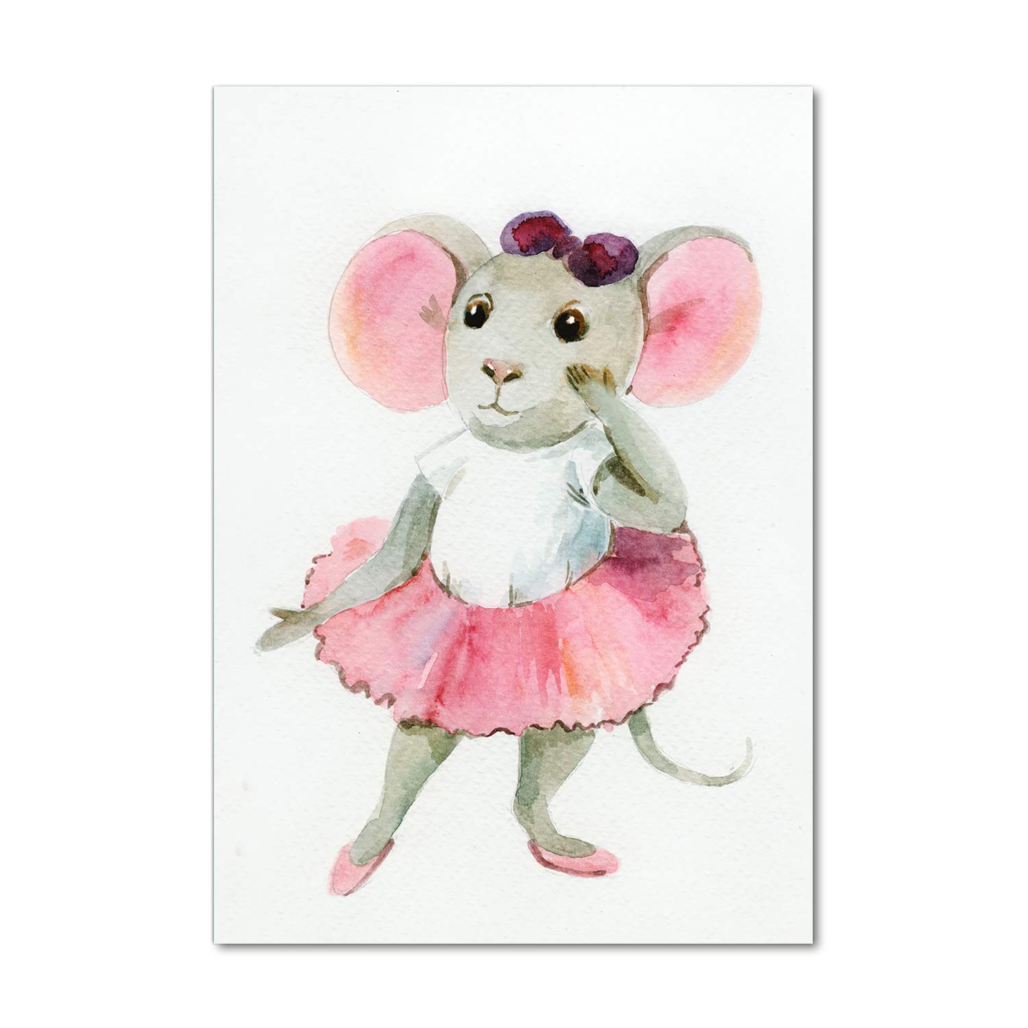 Tulup Impresión en vidrio - 70x100cm - Cuadro sobre Vidrio - Pinturas en Vidrio - Cuadro en Vidrio - Impresiones sobre Vidrio - Cuadro de Cristal - Cuarto De Los Niños - Rosado - Ratón De La Bailarina