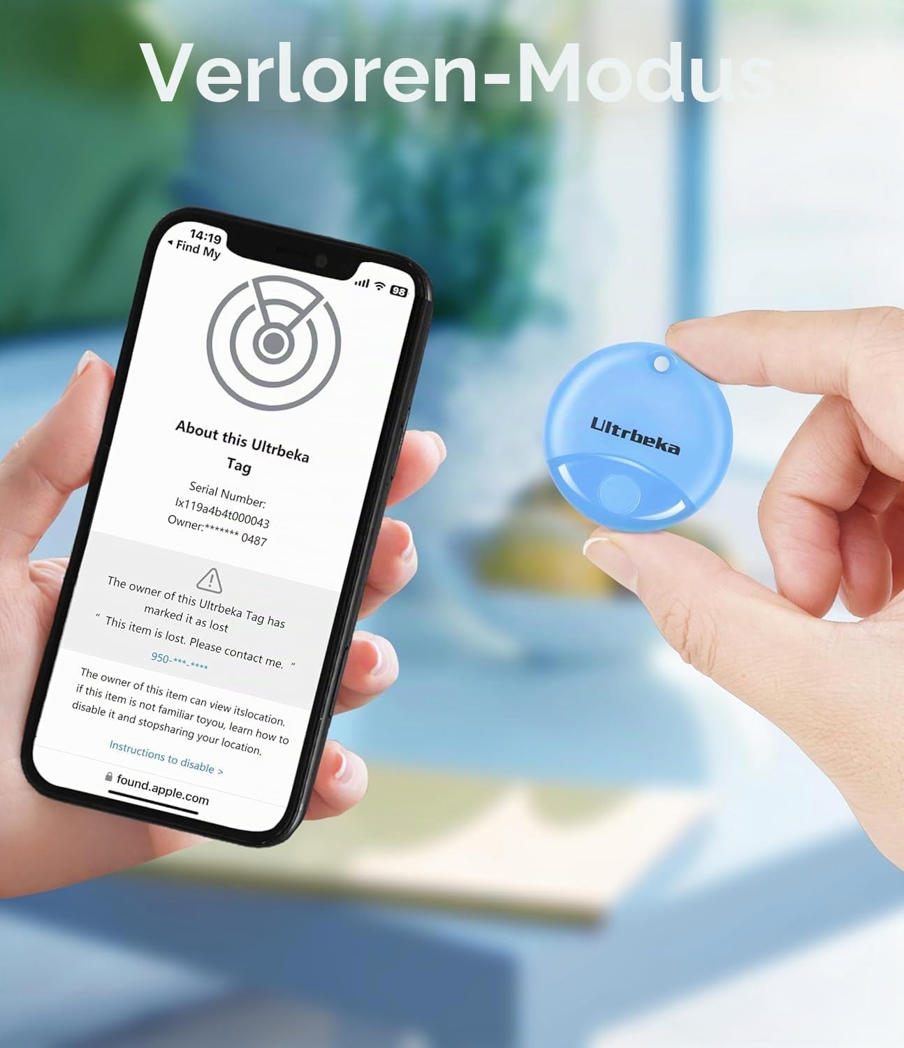 Ultrbeka Air Tracker Tag 4er Pack Bluetooth Finder für iPhone, MFi Zertifiziert, kompatibel mit Apple Find My, IP67 wasserdicht, Schlüsselfinder für Wallet, Gepäck, Schlüsselfinder, Fahrrad