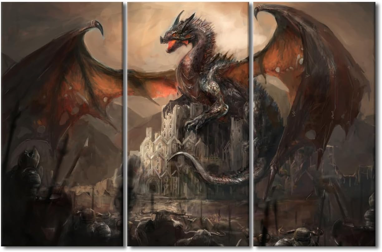Dragon Wall Decor forest Animal Canvas Prints Bathroom