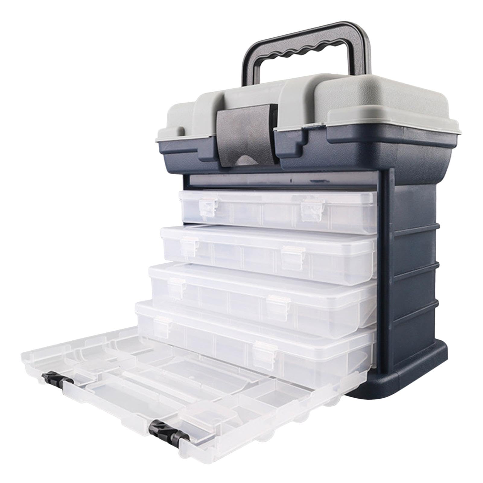 Caja de aparejos de pesca, organizador portátil de aparejos de pesca de ABS, múltiples compartimentos, almacenamiento de aparejos de pesca con 4 cajones, organizador de caja de aparejos, caja | ABS, múltiples compartimentos, almacenamiento de aparejos de