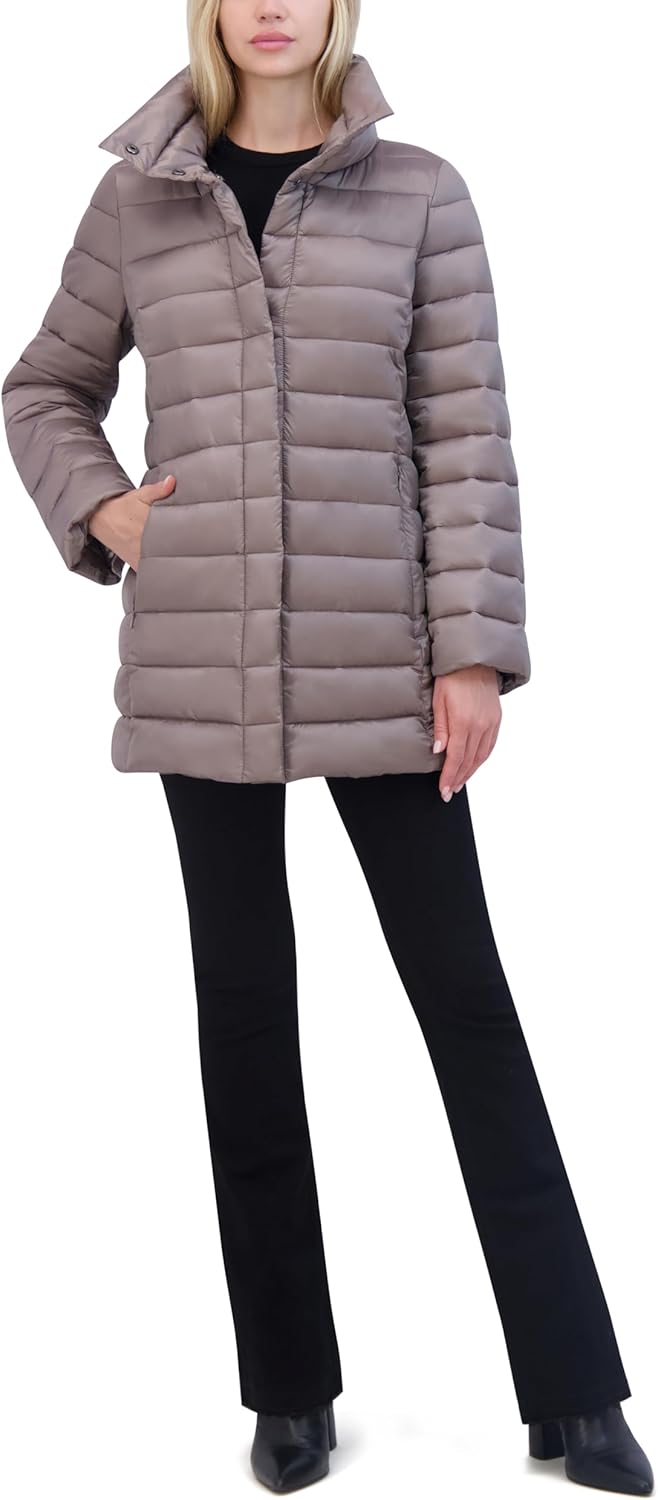 TAHARI Women's Melody Mid-length Quilted Puffer Coat, Winter Quilted Jacket - Image 3