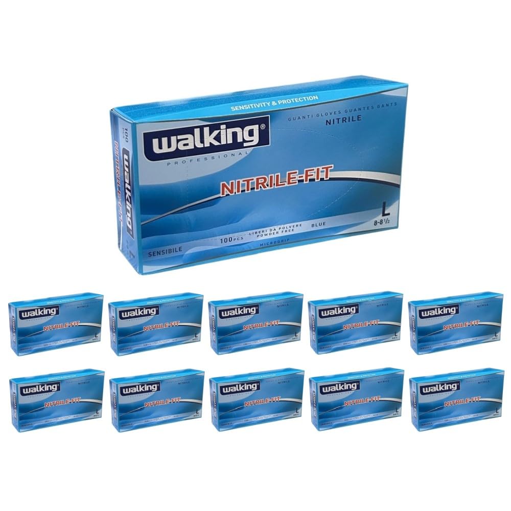 Generico Guanti in NITRILE FIT WALKING BLU - taglia L - 3 gr - 1000 PZ