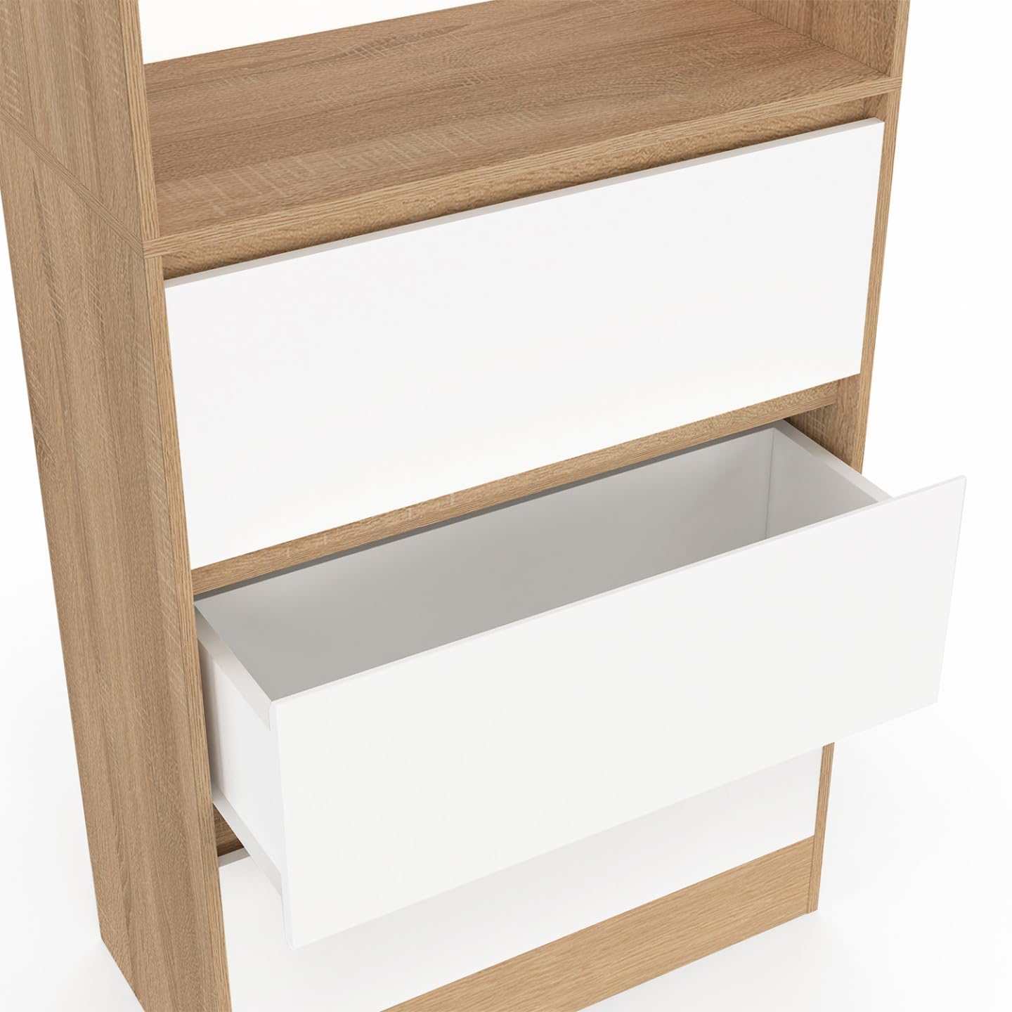 IDMarket - Etagère bibliothèque Carla 3 Niveaux 3 tiroirs Blanc et Effet Bois 190 cm