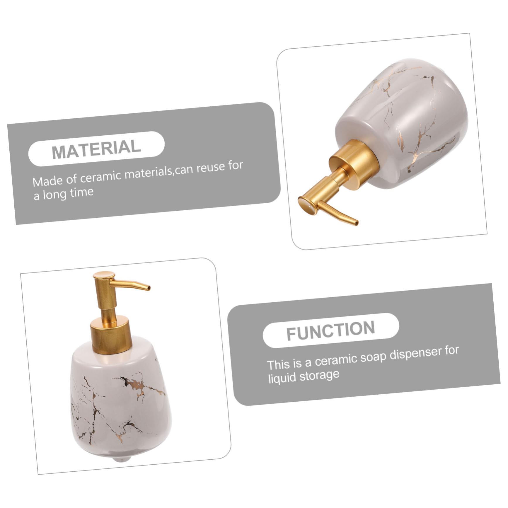 Dispensador de Jabón Recargable de Cerámica Portátil y Reutilizable para Baño Bomba de Prensa, Diseño Moderno y Práctico para Encimera