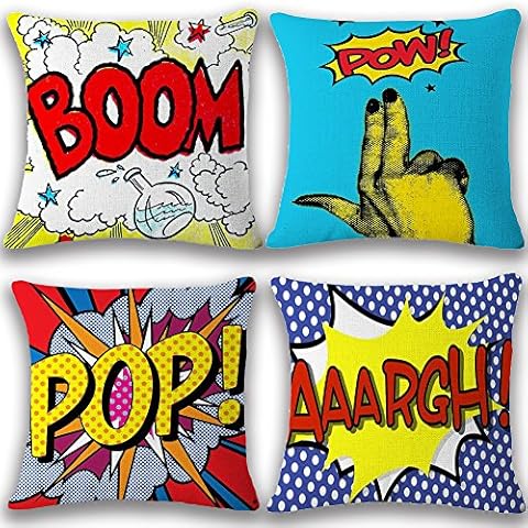 JOTOM Throw Pillow Covers 18'' x 18'' Farmhouse Decorative Square Pillow Covers 18x18 for Outdoor Home Couch Sofa Decor Cushion Cover Set of 4 (Boom POP) Cover