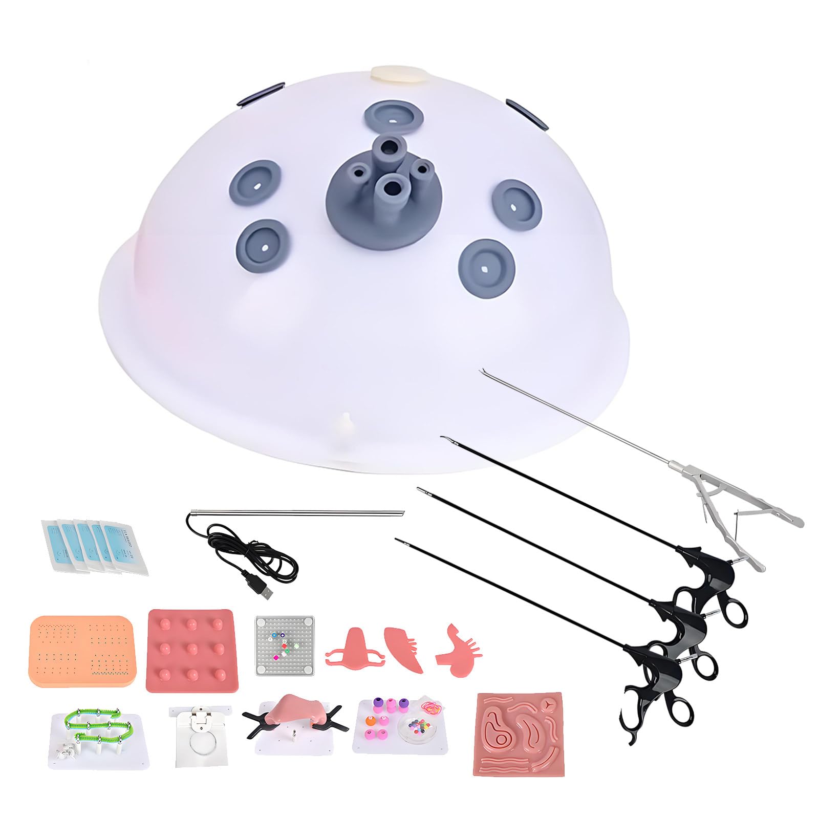 ROGHA Laparoscopic Trainer Portable Tool,Laparoscopia Practice Model,Medical Surgery Simulator Kit,with Instruments & Interchangeable Modules,for Demonstration and Education 30°