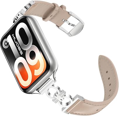 Women Leather Replacement Wristband, Soft Adjustable Strap Compatible with Redmi Watch 6/5/4, Xiaomi Smart Band 10/9/8Pro