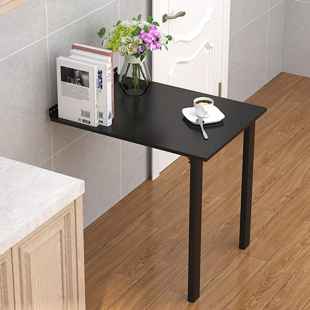 Table Pliante Murale Table d'apprentissage Murale Cuisine Restaurant Poste De Travail Enfant Ordinateur Armoire De Rangement Maison Chambre Salon Noir (Size : 90X50x75CM)