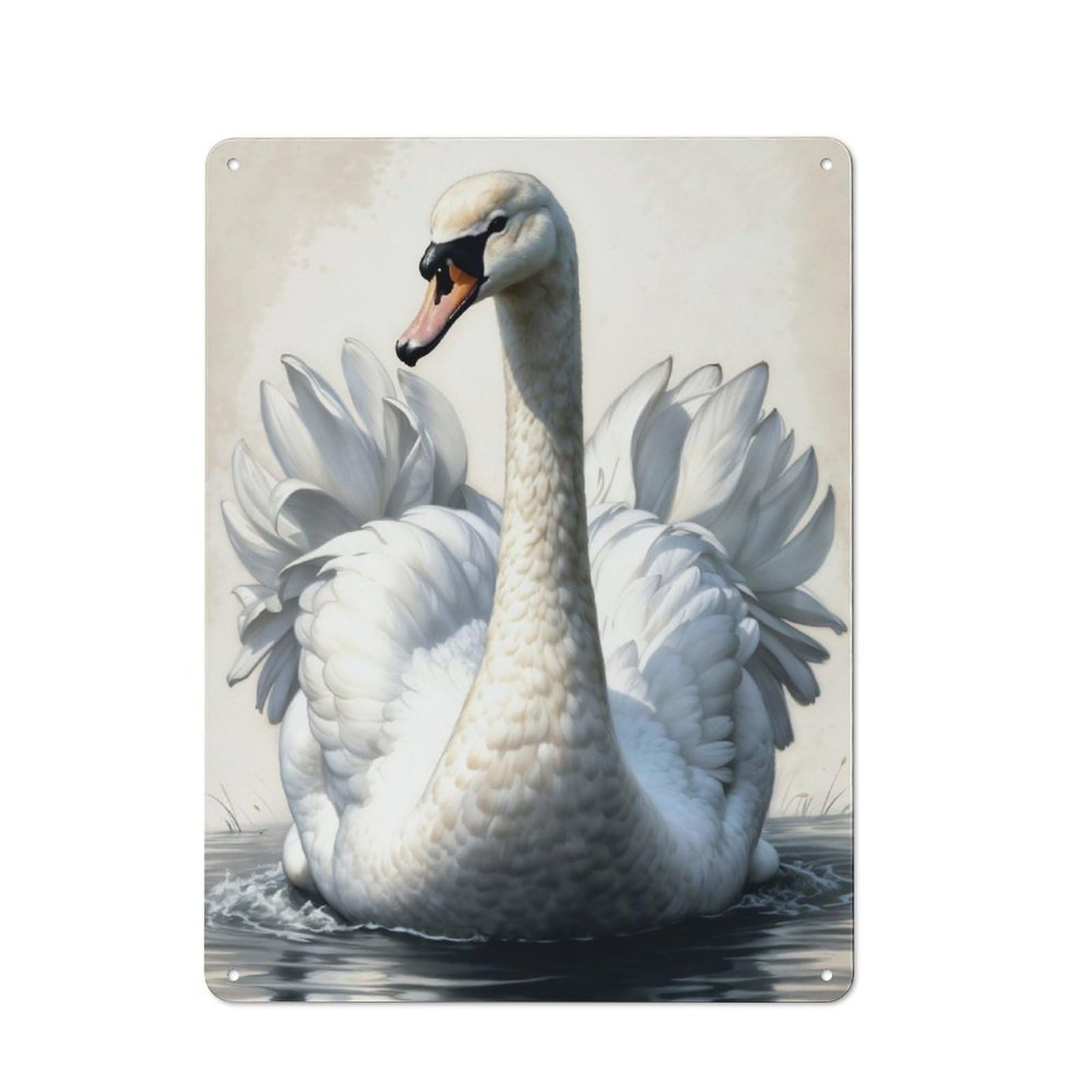 Junmoney Serene Swan Tin Wall Plaque 40X30cm With For Studio Or Craft Room, For Metal Sign Collectors, For Kitchen And Home Bar Decor