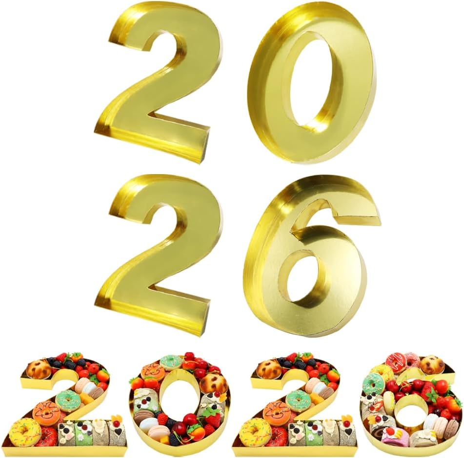 Fillable Charcuterie Number Cardboard Shaped Box Golden Color Food Furit Platter Tray Dish Plate Birtyday Party (2026 style, 15inch)