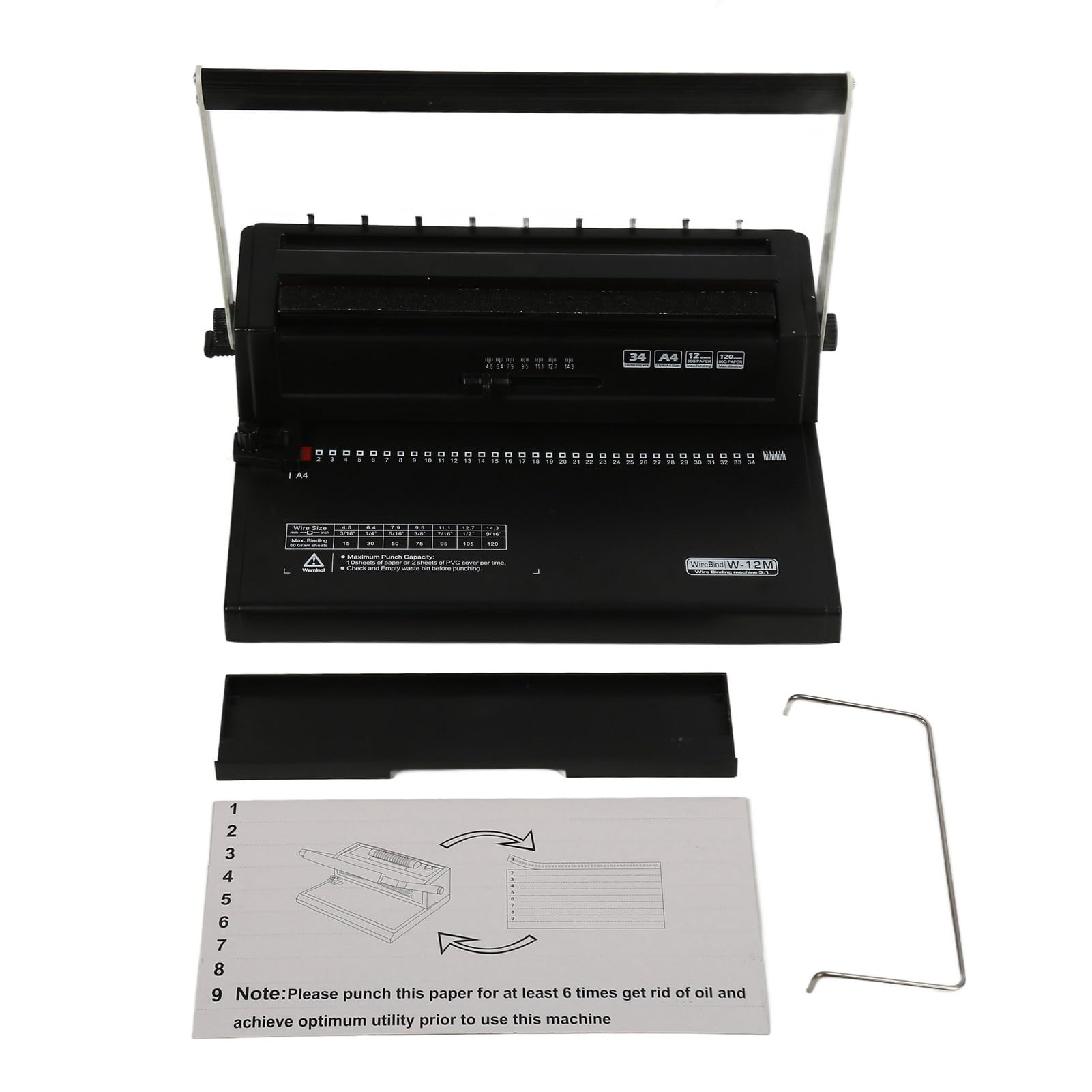 Machine à Reliure à Bobines en Spirale, Machine à Relier 12 Feuilles de Carte de Test de capacité de Perforation Facile à Utiliser pour Le Format Lettre
