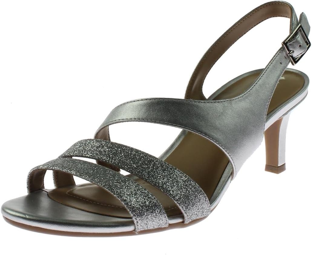Naturalizer Womens Taimi Faux Leather Evening Sandals Silver 7 Medium (B,M)