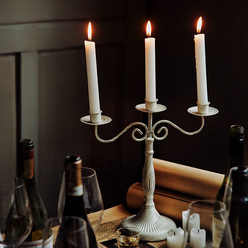 Candelabro de Hierro Forjado de Tres Cabezas Estilo Retro, candelabro con Velas para decoración de cenas, Accesorios para el hogar, decoración de Mesa de Boda, candelabros