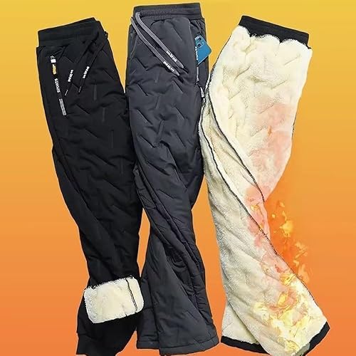 Miniatura 7 de KCRPM Pantalones deportivos unisex con forro polar de lana de cordero, pantalones deportivos gruesos y cálidos resistentes al agua