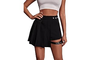 WDIRARA Women's High Waist Pleated Button Skort Asymmetrical Skirt Shorts: Perfect for Karol G Fans