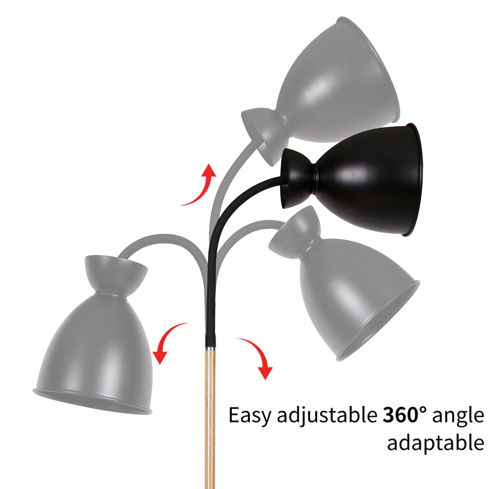 Amdelne Lampada da Terra Vintage in Metallo, E27 MAX 60W Lampada a Stelo da Terra LED con Lampadina Esclusa, Nero Piantana Luce Regolabile H 159 cm Design per Salotto, Camera da Letto, Ufficio, Studio