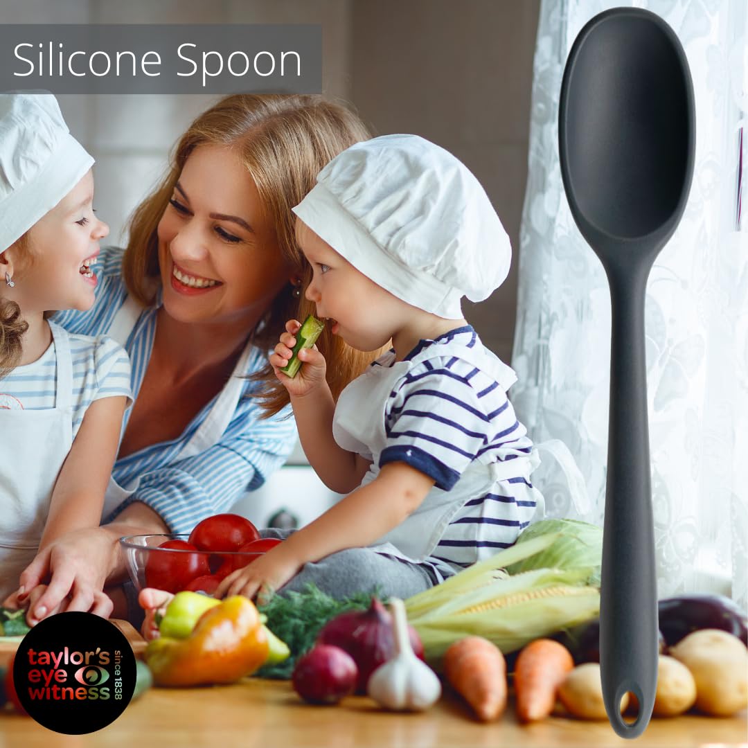 Large Silicone Graphite Grey Stirring Spoon - Dishwasher Safe, Heat Resistant (260°C/500°F), Non-Scratch for Non-Stick Pans - Image 2