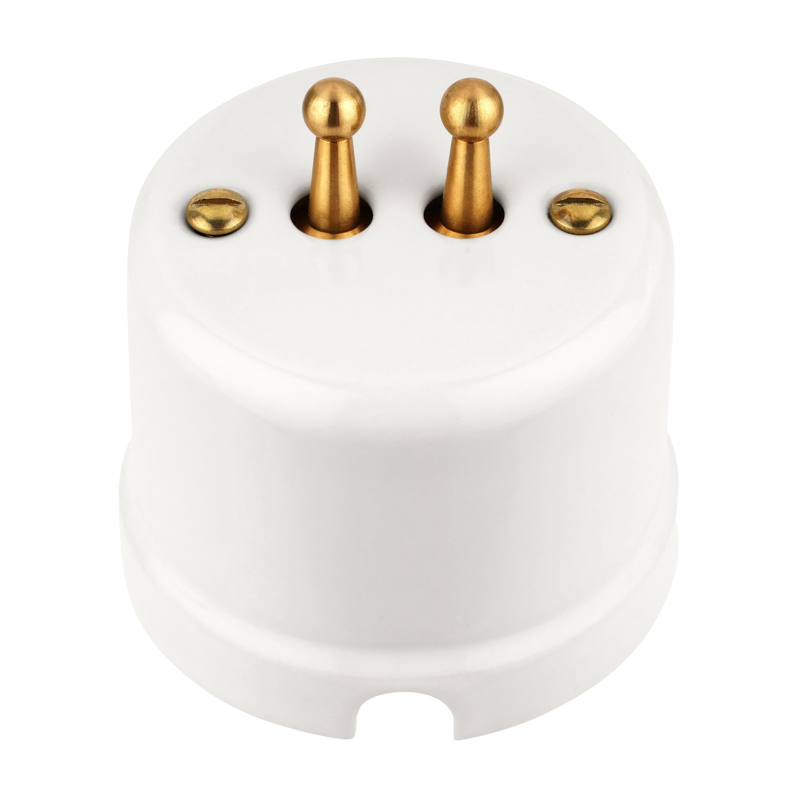 Aufputz Porzellan Retro Toggle Brass Doppelschalter, All-in-One, Serie QR1 weiß