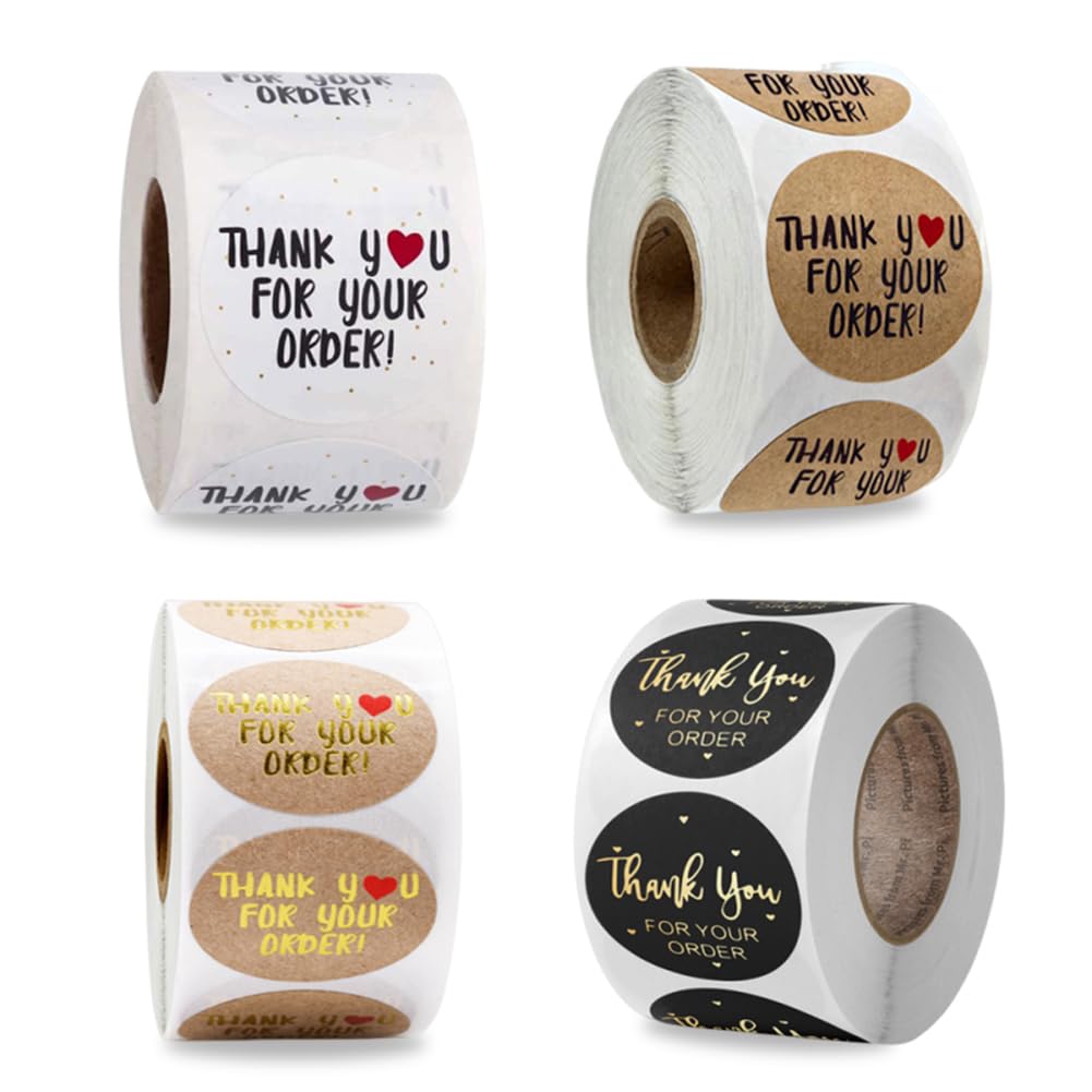 1500 stuks Thank You-stickers, 25 mm, kleurrijke stickerrol