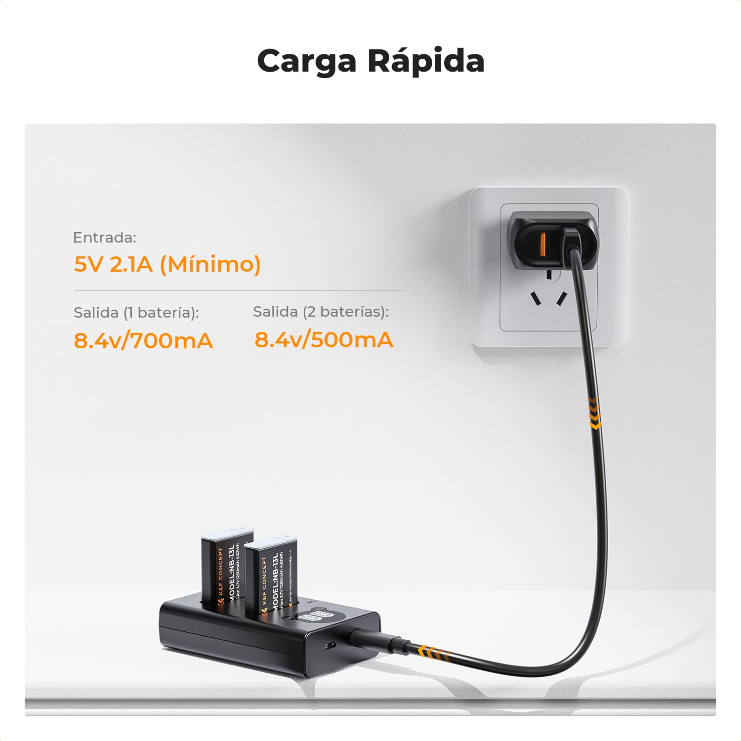 K&F CONCEPT NB-13L Batería de Repuesto 2-Pack con Cargador LCD Dual Slot, Compatible con Cámaras Canon EOS G7X3/G7X2/G9X/G5X/SX720HS