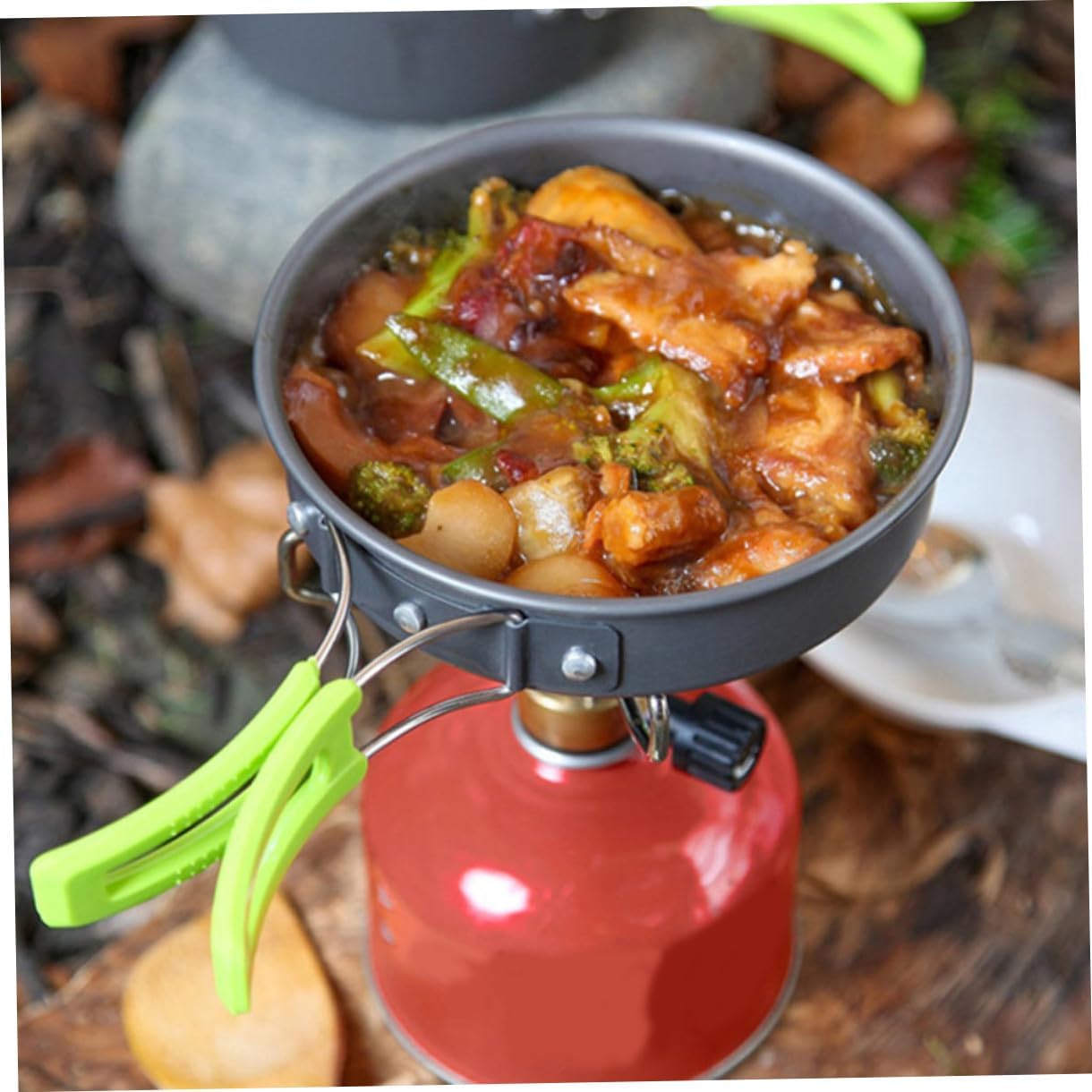 Portable Outdoor Cookware with Alumina Pots and Pans Lightweight Hiking and Camping Cooking Kit for People Includes Utensils and Storage Bag for Picnics and Backpacking