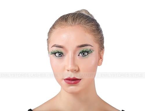 Miniatura 6 de Adivinador verde disfraz Halloween pestañas de ojos para fiesta mirando 1 par