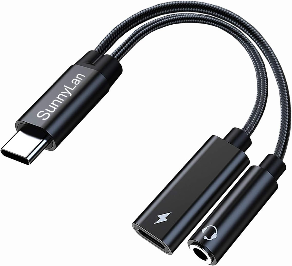 USB C to 3.5mm Headphone and Charger Adapter, 2-in-1 USB C to AUX Mic Jack with USB C PD 60W Fast Charging,Compatible with Galaxy S23 S22 Note 20 S21 Ultra S21+ FE, Pixel 5/3/4 XL (Black)
