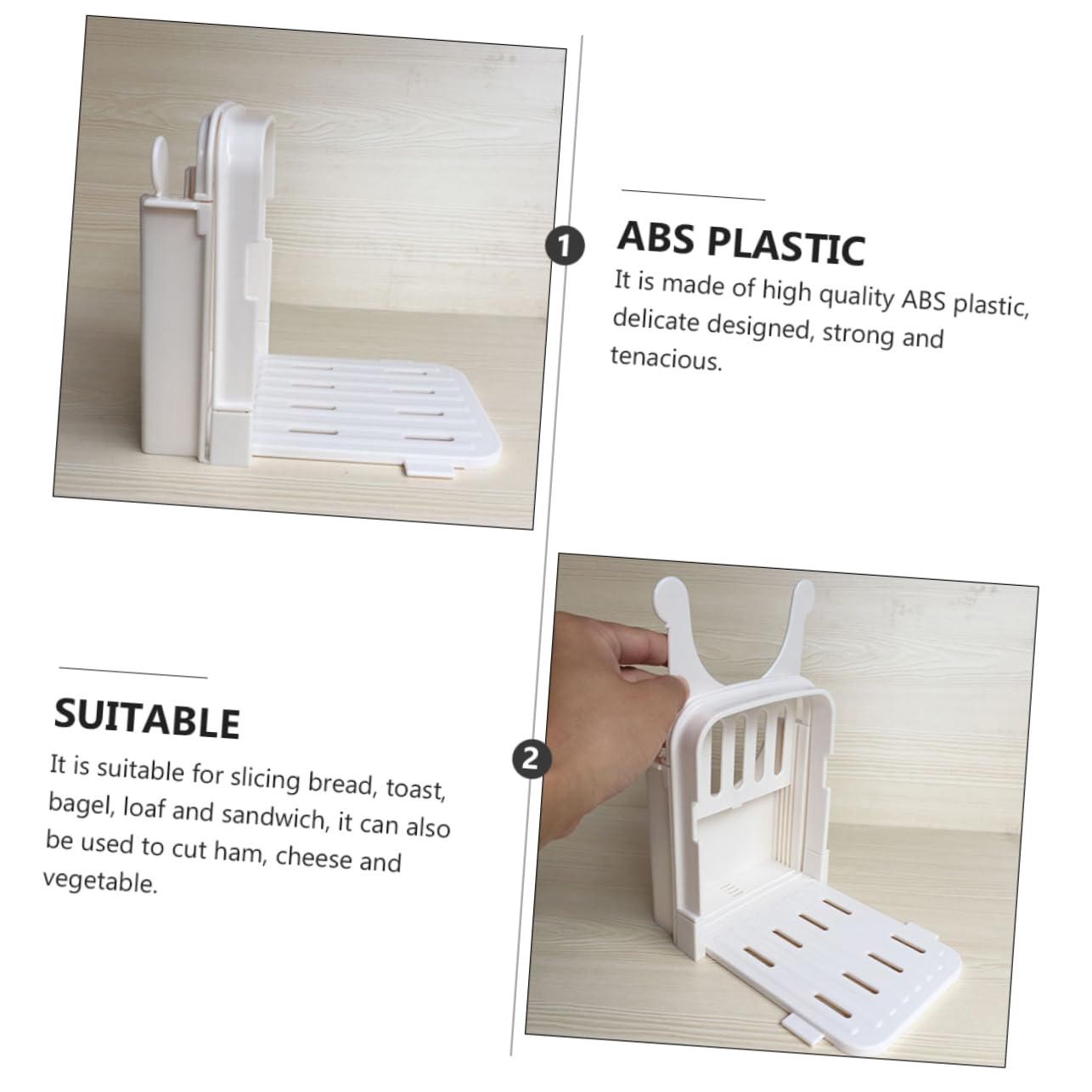 SOLUSTRE 2pcs Foldable Bread Slicer Plastic Loaf Cutter for Evenly Slicing Toast Bagels and Sandwiches Compact Design for Easy Storage High Grade Material Manual Cutting Guide