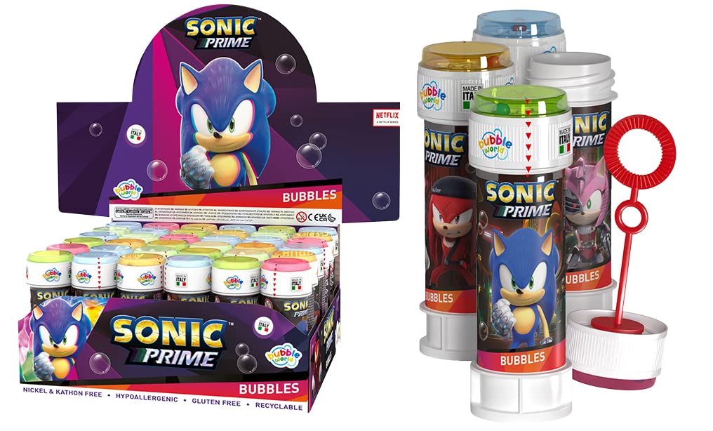 DULCOP - Pacco da 36 bolle Sonic - Bolle di sapone - 60 ml - 047338PA - Nero - Plastica - Licenza ufficiale - Giocattolo per bambini - Gioco all'aperto - A partire dai 3 anni