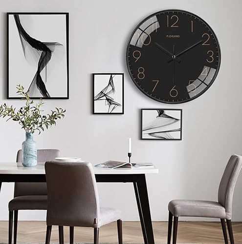 Miniatura 3 de Reloj de pared de 8 pulgadas, silencioso, sin tictac, reloj de pared moderno, funciona con pilas, analógico, pequeño, redondo, decorativo, para el