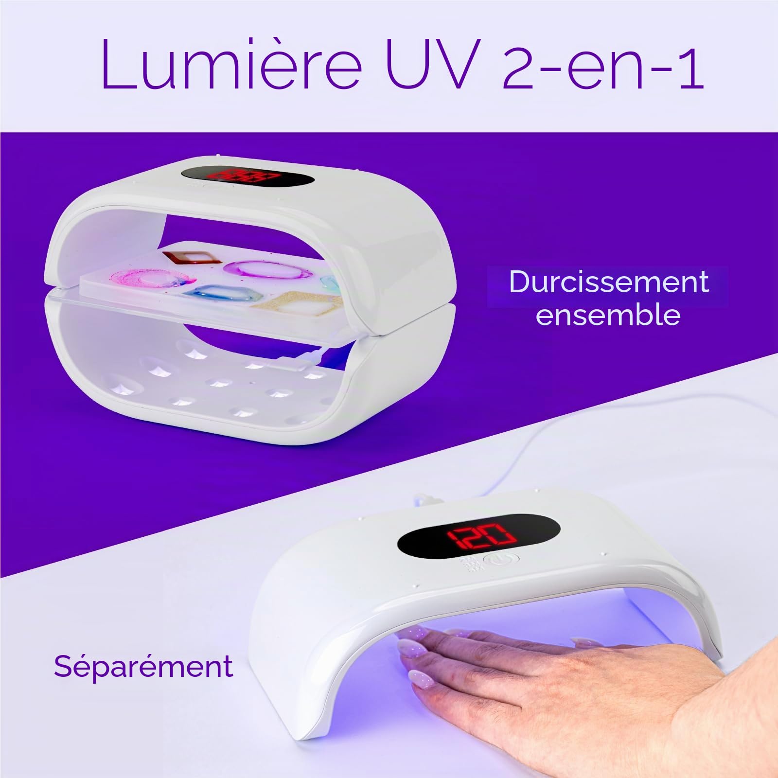 ISTOYO Lampe UV à Deux Faces pour Résine, Avec Affichage Numérique, Réglage de Temps Long (2m, 3m, 5m), Split Usagable, pour Durcissement et Moules