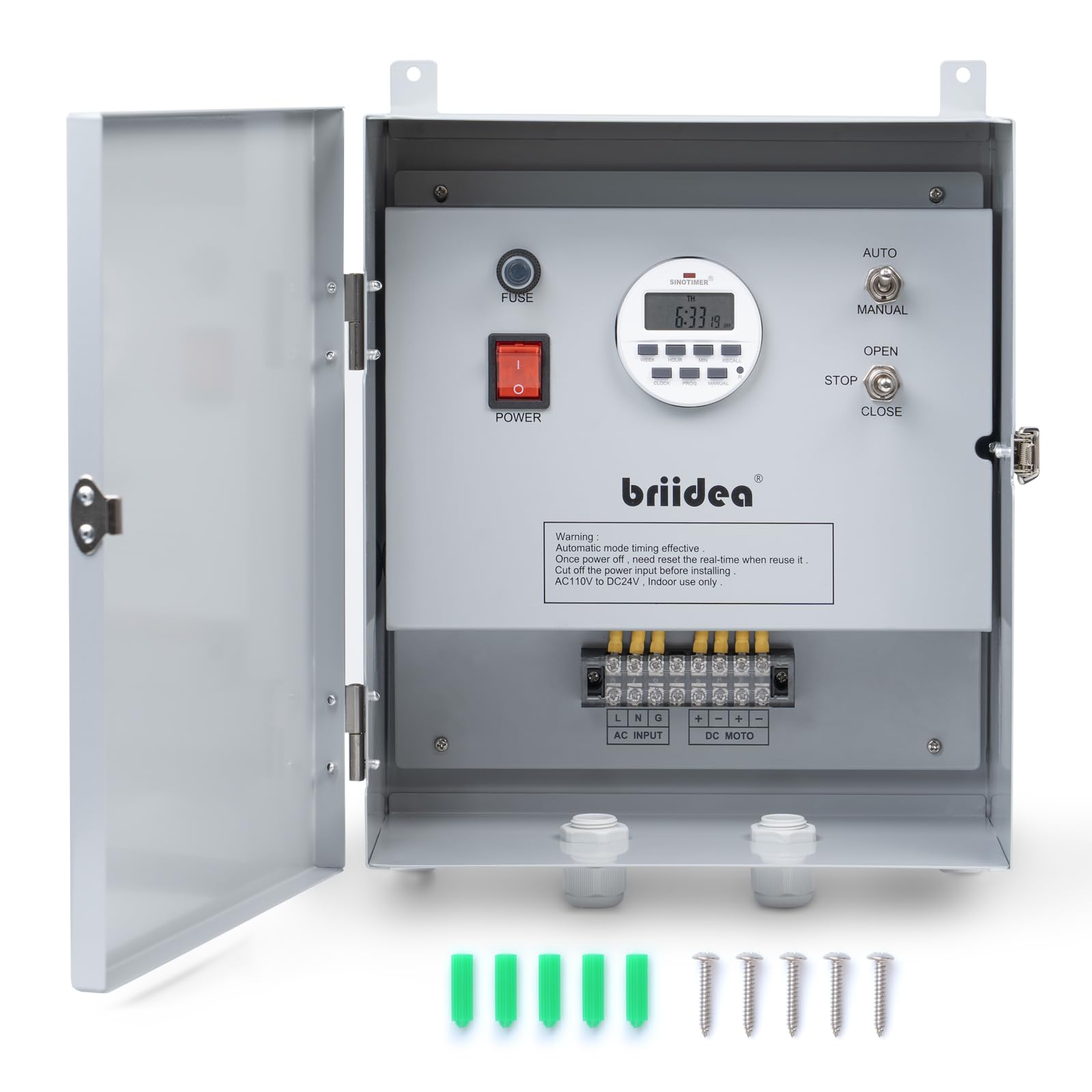 Briidea Regolatore motore arrotolabile per serra, programmabile per 7