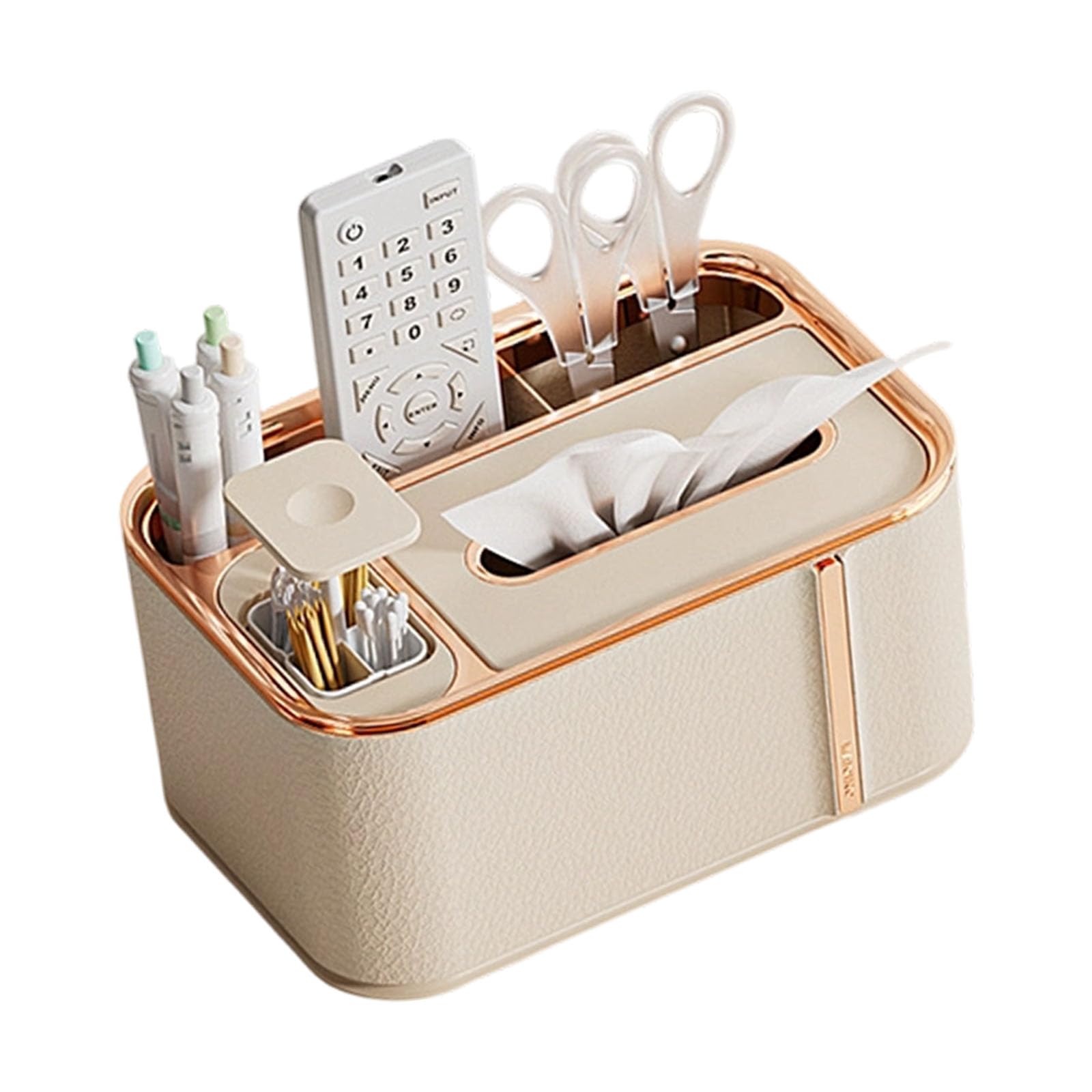 Mekalero Luxury Design Tissue Box Holder for Desktop with Multifunctional Storage Nonslip Bottom Lid Stability Feature Desktop Box