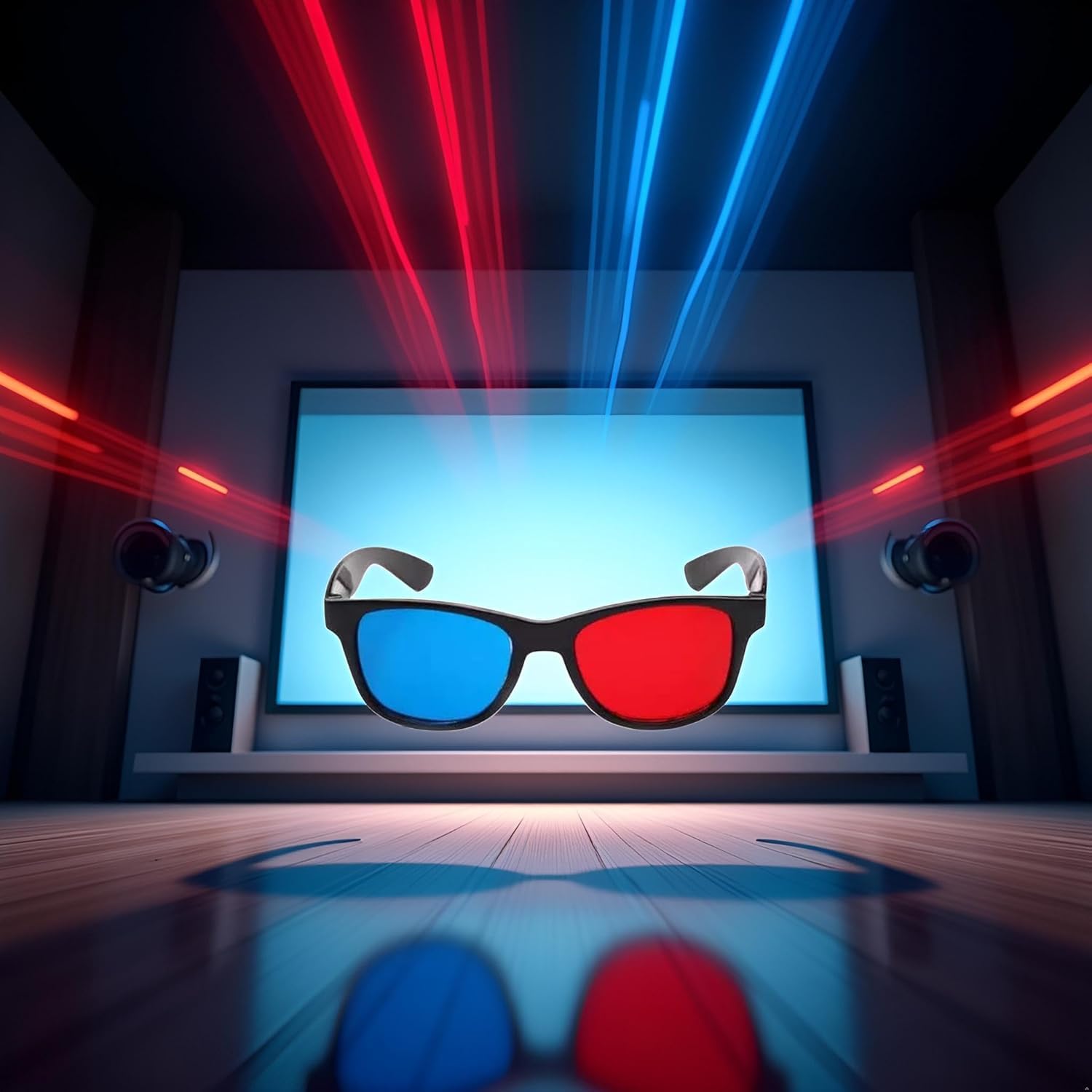 4 occhiali 3D universali rossi e blu per TV cinematografici, cornici 3D, occhiali 3D per videogiochi, per film 3D, occhiali per visione 3D, design semplice e leggero, accessori
