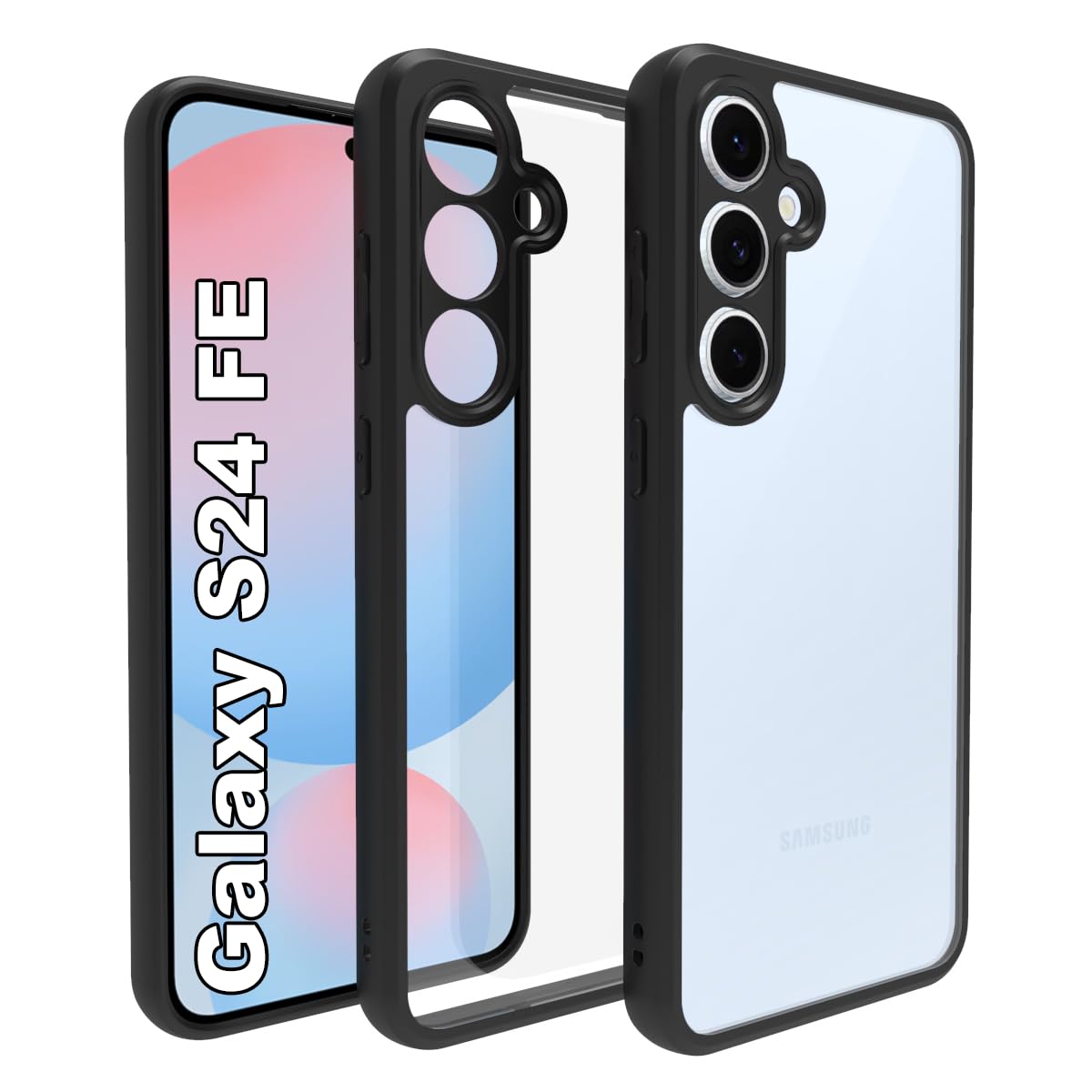 RIGGEAR Shockproof Sleek Hybrid Armor Back Cover Case for Samsung Galaxy S24 FE 5G (Clear PC + Black TPU Bumper) (B0DJ3FRPG9) Amazon Price History, Amazon Price Tracker