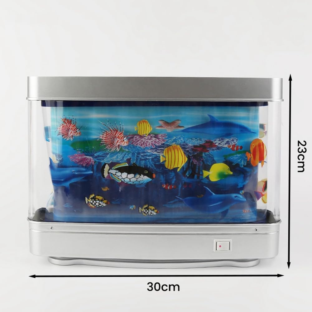Künstliche Tropische Aquariumlampe, Aquarium-Nachtlicht, Virtueller Ozean, Dynamische LED-Tischlampe, Raumdekoration, Geschenk, Langlebig, Einfach zu Bedienen, EU-Stecker