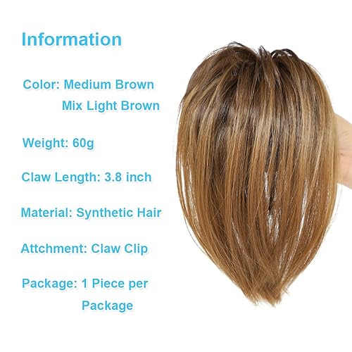 Miniatura 2 de Moño desordenado con clip de pinza para mujer, extensión de cola de caballo corta y alta, estilo recogido, pelo sintético para niñas (mezcla de