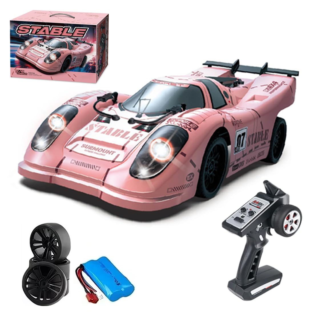 1:16 bezszczotkowy samochód wyścigowy RC, 35 km/h, zdalnie sterowany samochód wyścigowy z diodami LED, 4WD RC Drift Car prezent dla dorosłych