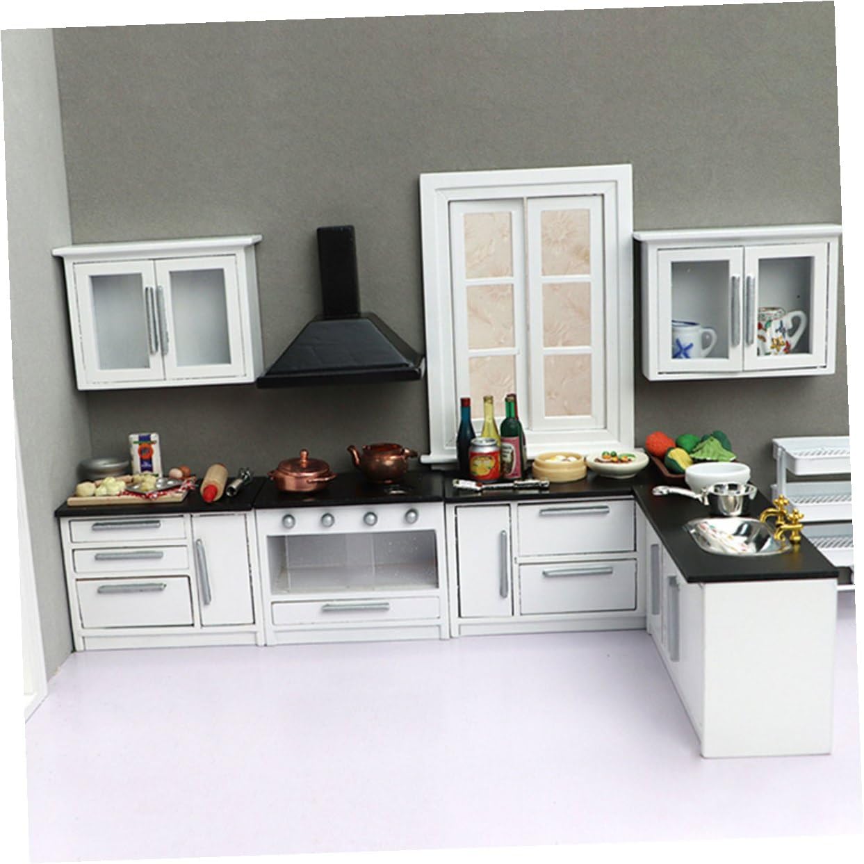 TOYANDONA Scale Mini Wooden Kitchen Furniture Handcrafted Dollhouse Decor Colorful Furniture Prop for Mini House and Photography Accessories