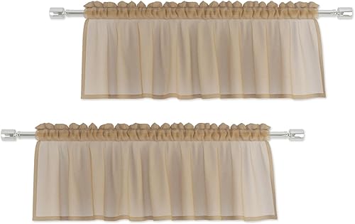 UPOPO Cenefa marrón de 15 pulgadas de largo, cenefa de cortina transparente para sala de estar, dormitorio, cocina, cenefa transparente para filtrar