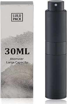 Lulupack Perfume Atomizer Refillable Travel Bottle: Cologne Portable Sprayer for Men - Mini Spray Empty for Refill - 1oz Large Size Black
