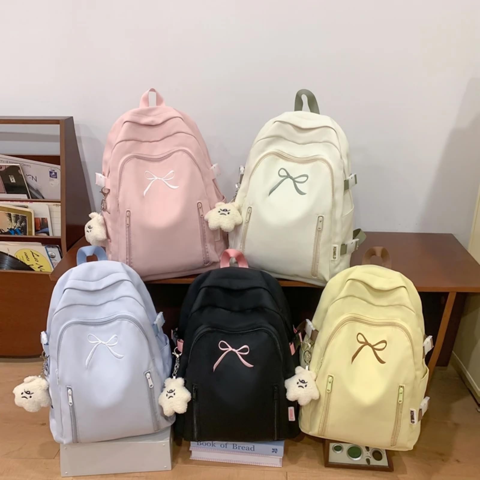 Mochila escolar Carino Arco Decorazione Zaino, Leggero Casual Daypack Moda Borsa Scolastica per Ragazze Adolescenti College Viaggio Giornaliero Uso All'aperto